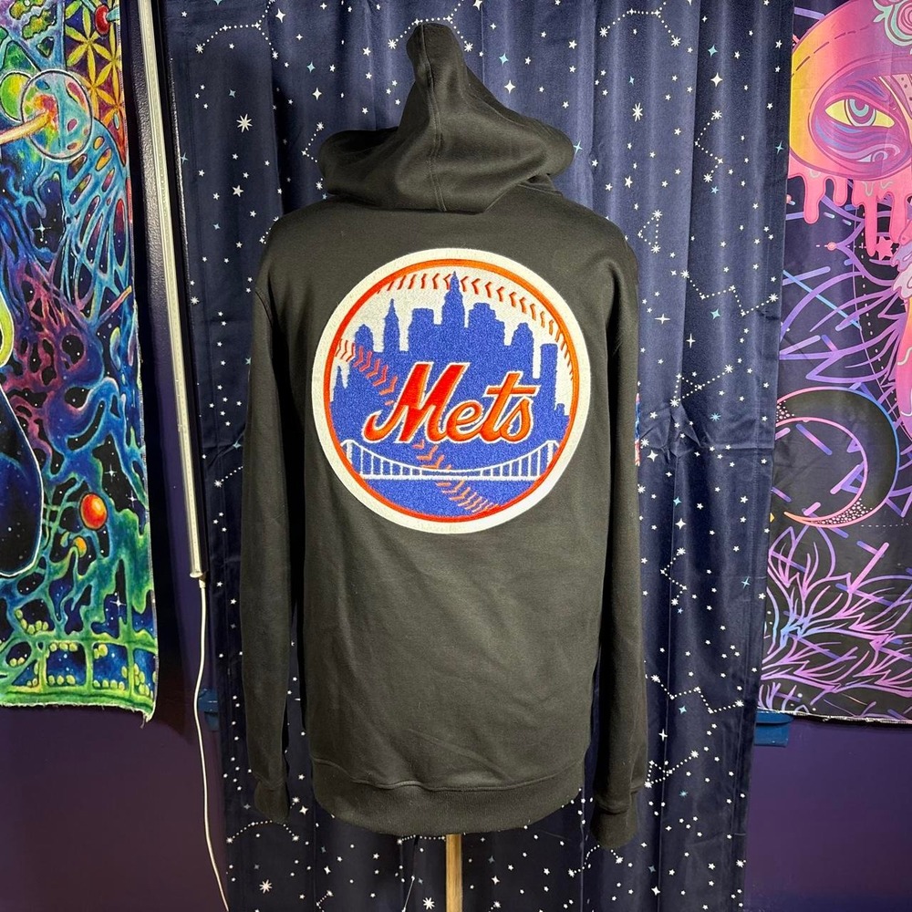 MLB Pro Standard New York Mets Zip-Up Jacket Mens XL Skyline Patches Black